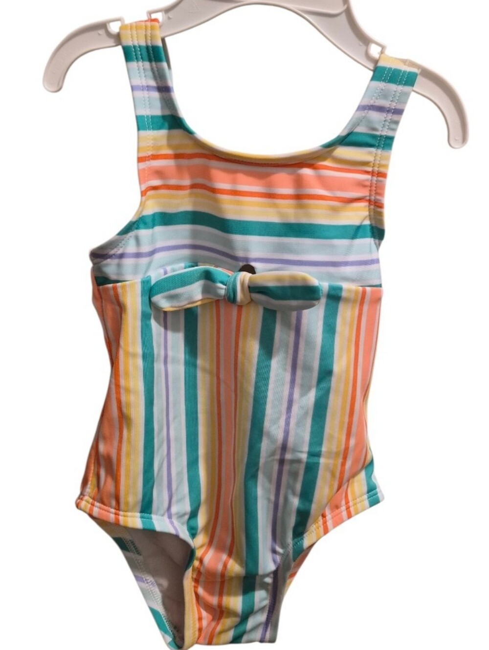 Cat & Jack Girl's Pastel Rainbow Stripe One-Piece Swimsuit